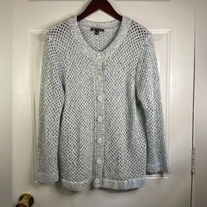 Cable and gauge long‎ sleeve open front knitted cardigan. Light weight